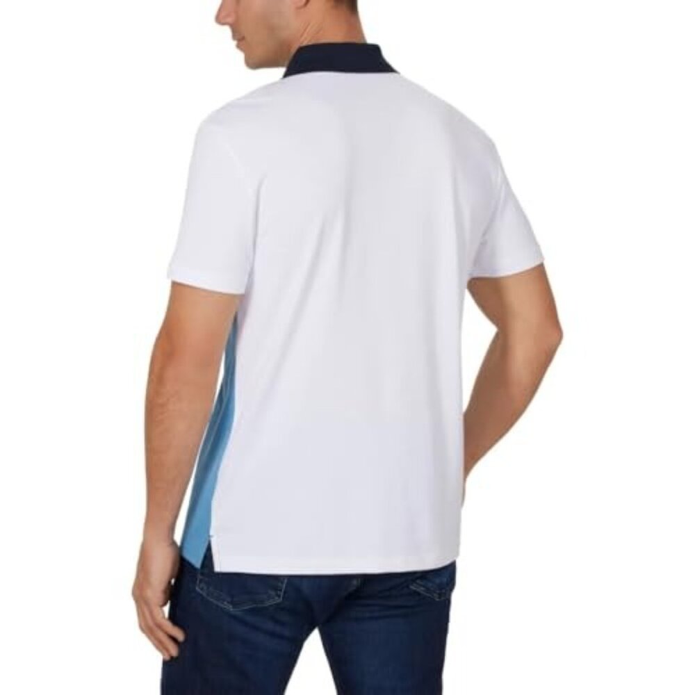 NWT Calvin Klein Mens Polo Shirt XL White & Blue Quick Dry Moisture-Wicking - Picture 11 of 12